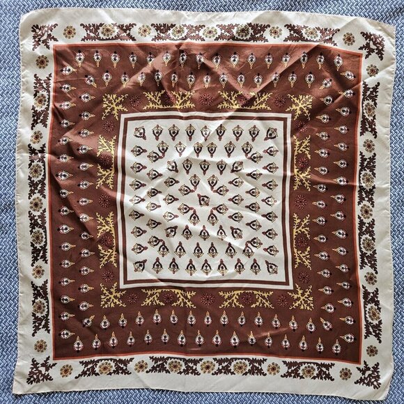 Unbranded Scarf Womens 26 x 26 inches Multicolor Paisley Floral Print Japan Boho - Picture 7 of 10